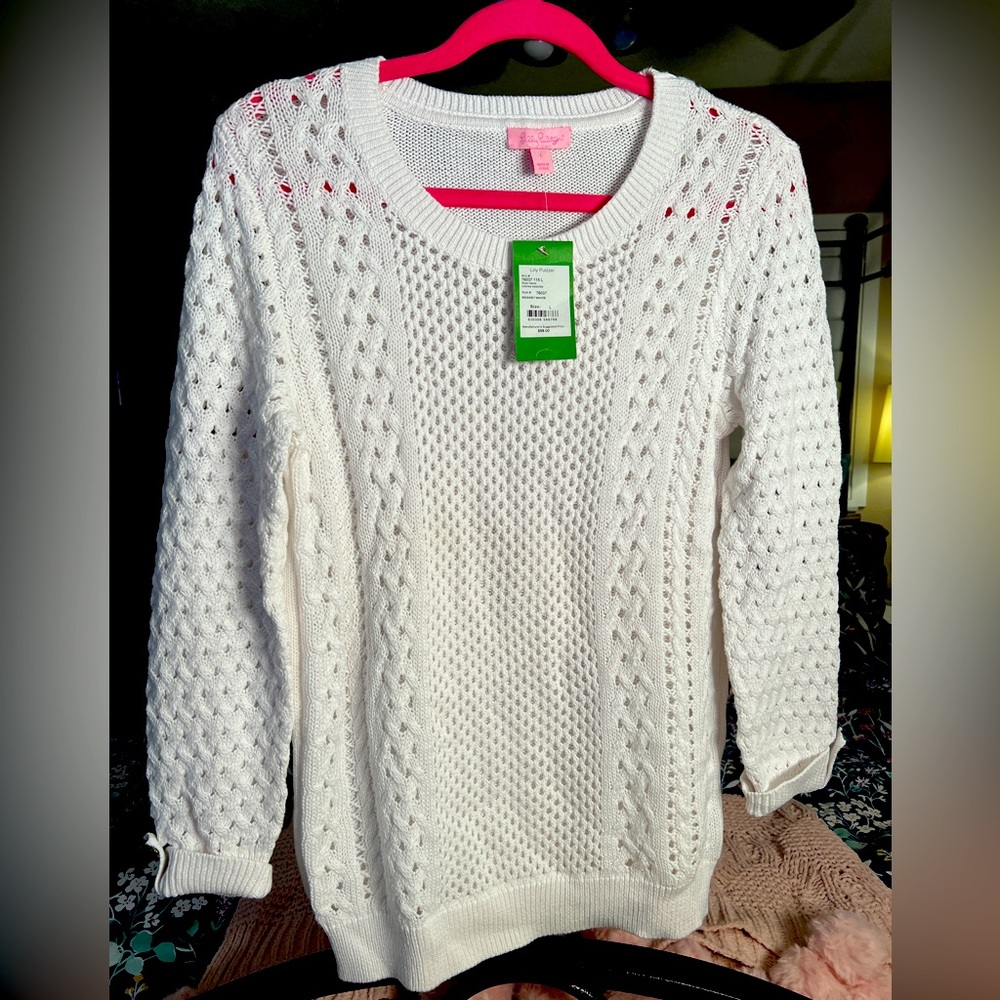 Lilly Pulitzer Castine Sweater SZ Large in Resort White